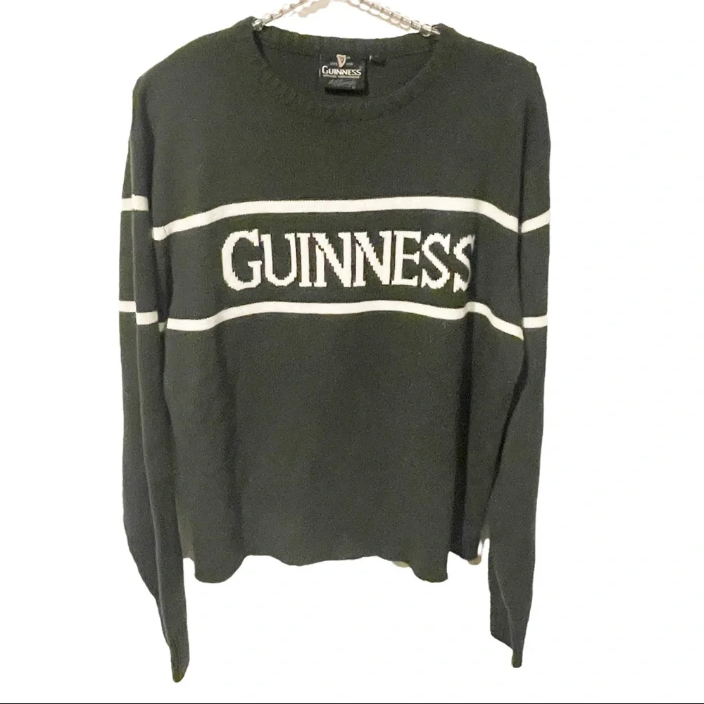 Guiness Beer Size Large Green Spell Out Crewneck Knit Sweater